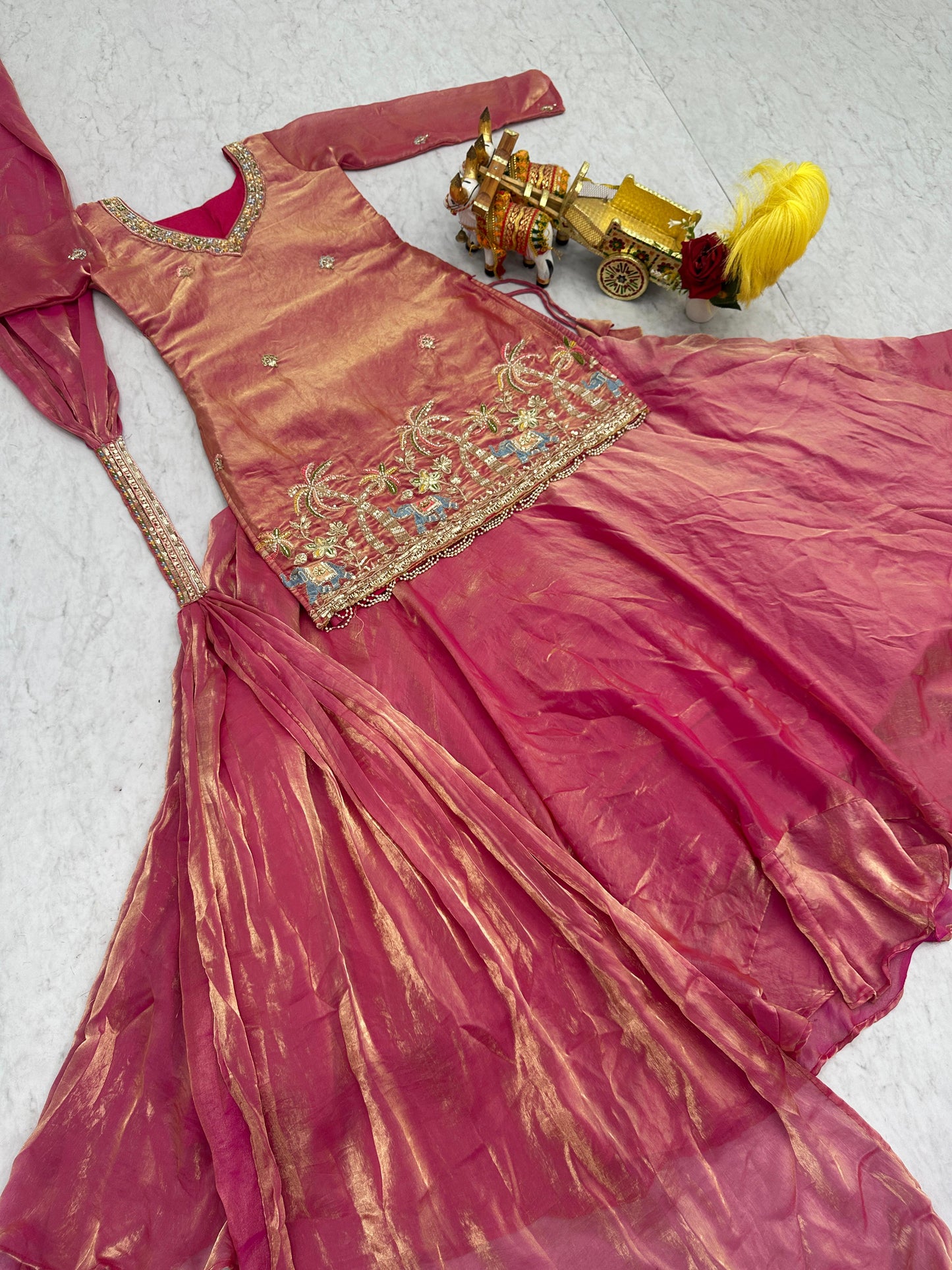 Pink Designer Kurti Style Lehenga Choli Set - Ready to Wear