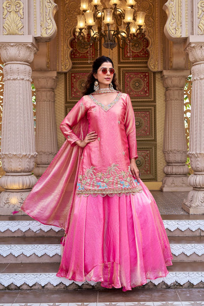 Pink Designer Kurti Style Lehenga Choli Set - Ready to Wear