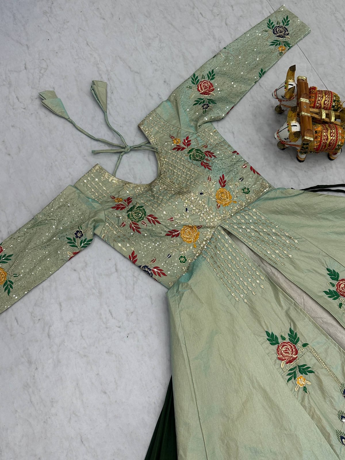 Pista Green Ready to Wear Indo Western Lehenga Choli