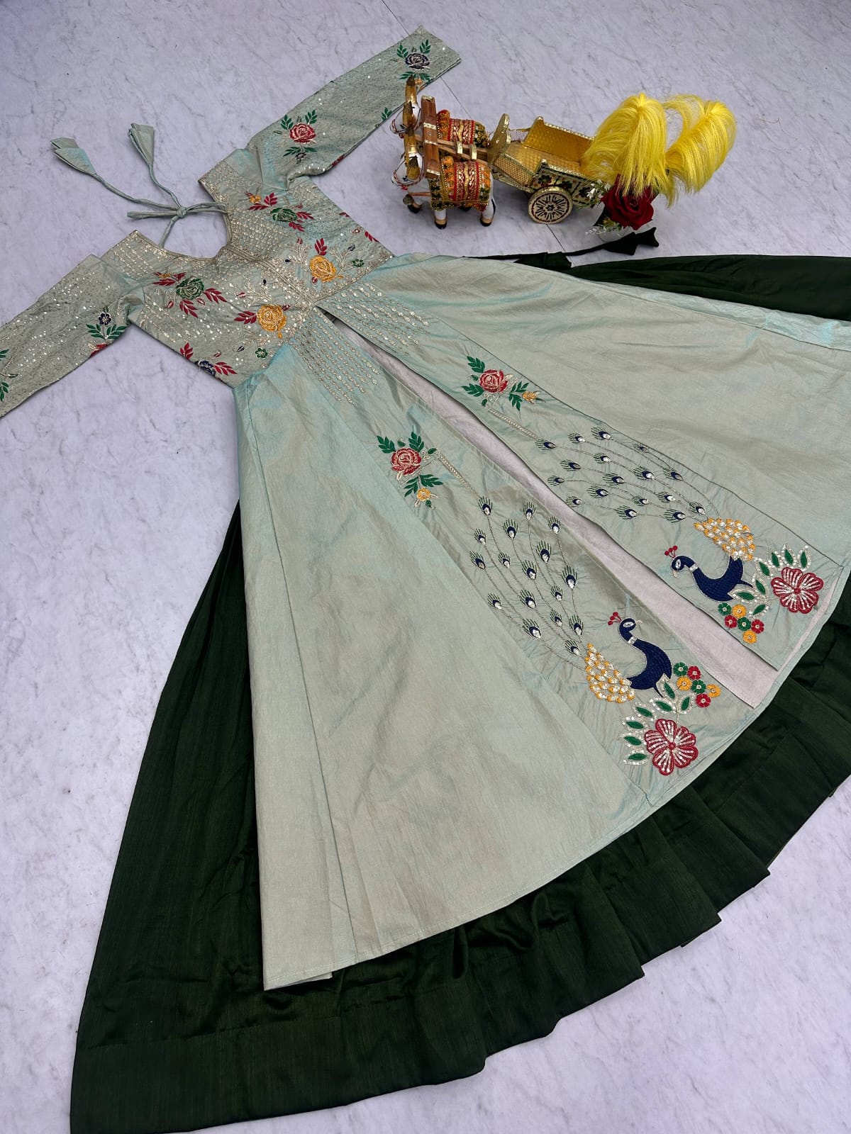 Pista Green Ready to Wear Indo Western Lehenga Choli