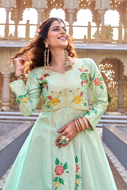Pista Green Ready to Wear Indo Western Lehenga Choli