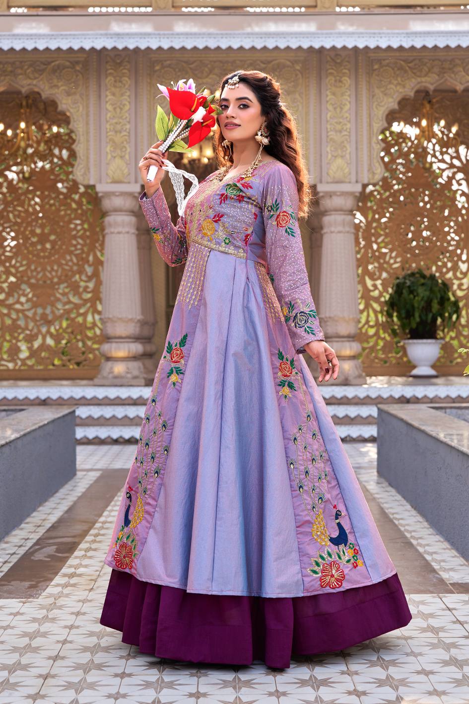 Lavender Ready to Wear Indo Western Lehenga Choli