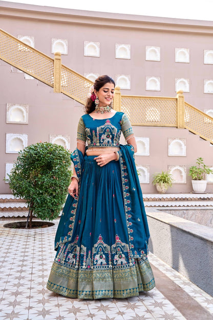Teal Blue Ready to Wear Designer Bridesmaid Lehenga choli With Dupatta