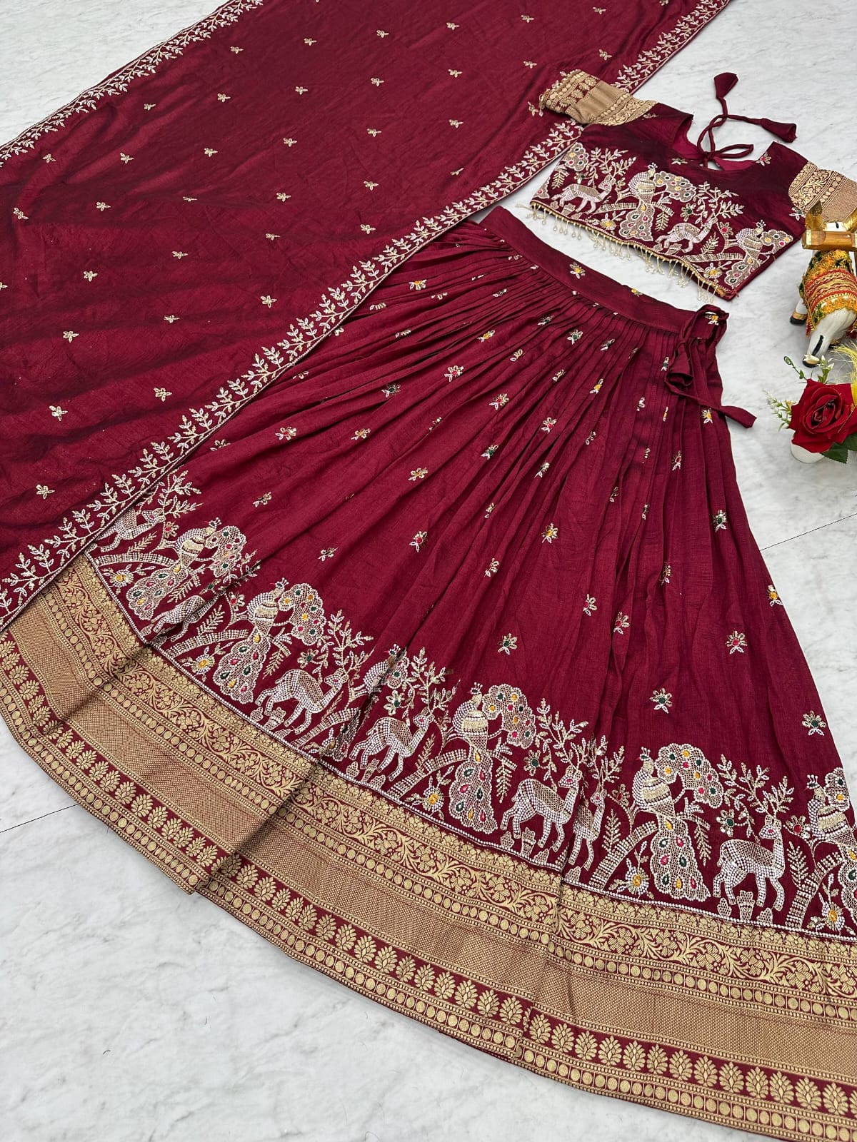 Maroon Ready to Wear Designer Bridesmaid Lehenga choli With Dupatta