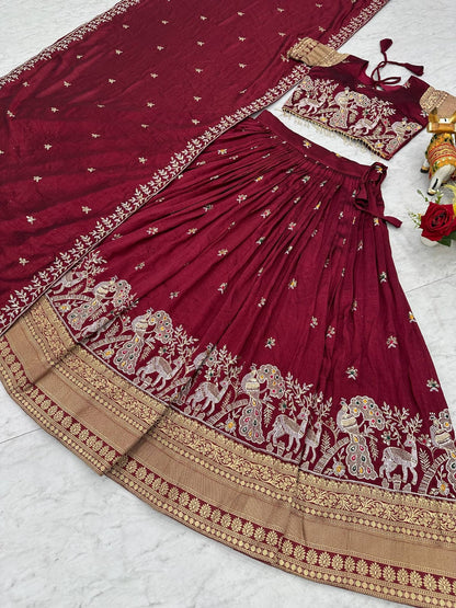 Maroon Ready to Wear Designer Bridesmaid Lehenga choli With Dupatta