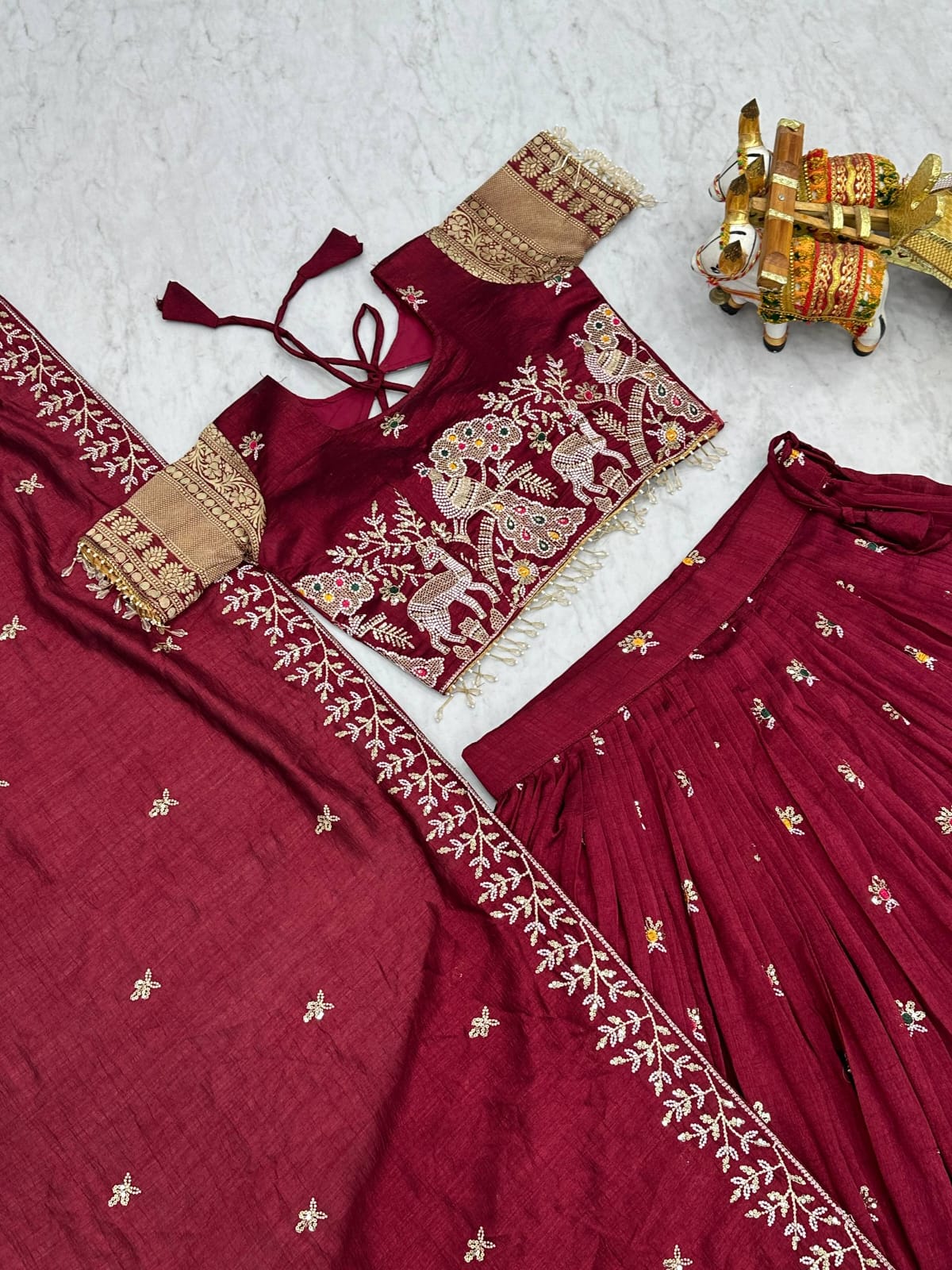 Maroon Ready to Wear Designer Bridesmaid Lehenga choli With Dupatta