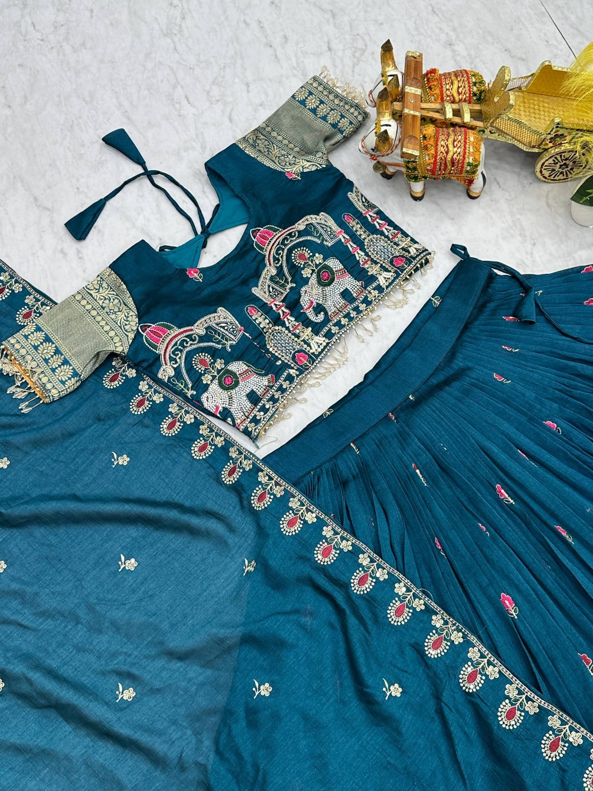 Teal Blue Ready to Wear Designer Bridesmaid Lehenga choli With Dupatta