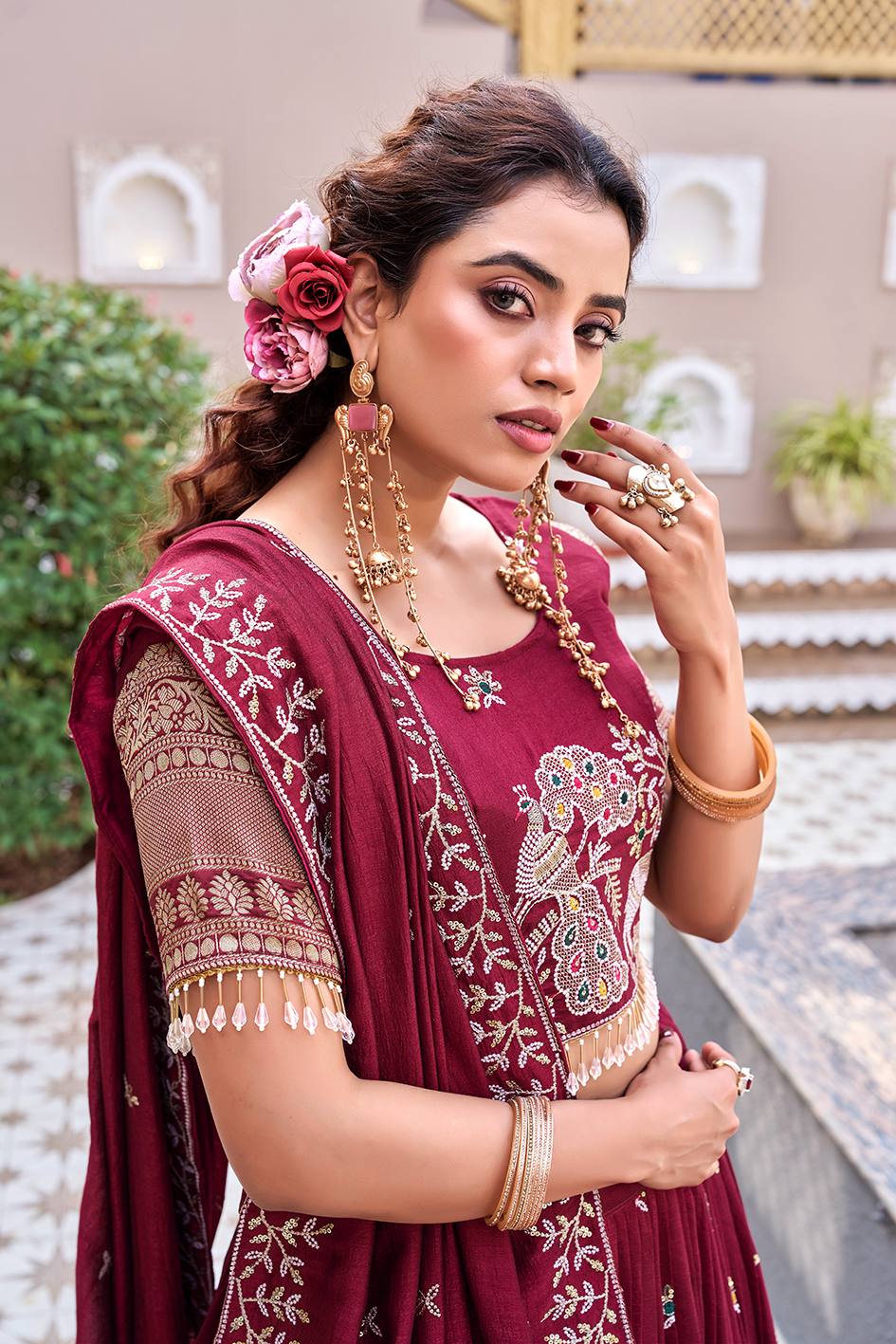 Maroon Ready to Wear Designer Bridesmaid Lehenga choli With Dupatta
