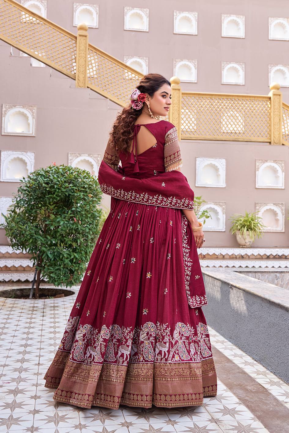 Maroon Ready to Wear Designer Bridesmaid Lehenga choli With Dupatta