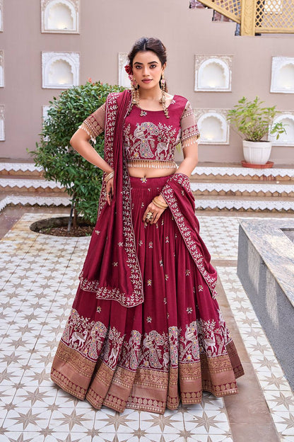 Maroon Ready to Wear Designer Bridesmaid Lehenga choli With Dupatta