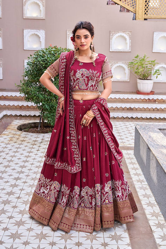 Maroon Ready to Wear Designer Bridesmaid Lehenga choli With Dupatta