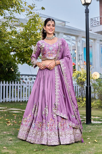 Lavender Ready to Wear Designer Bridesmaid Lehenga choli With Dupatta