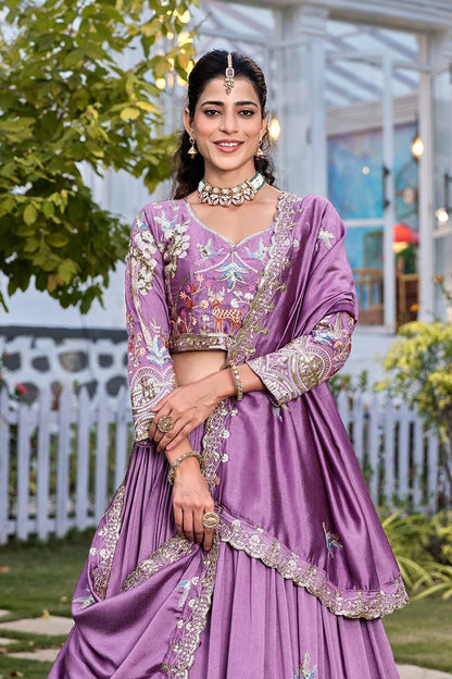 Lavender Ready to Wear Designer Bridesmaid Lehenga choli With Dupatta