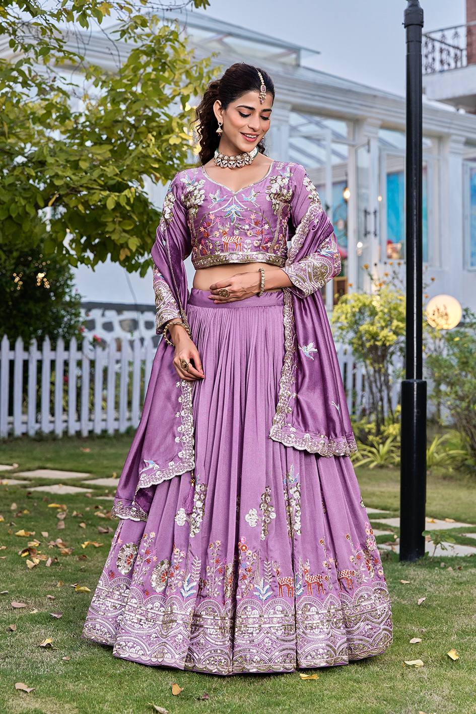 Lavender Ready to Wear Designer Bridesmaid Lehenga choli With Dupatta