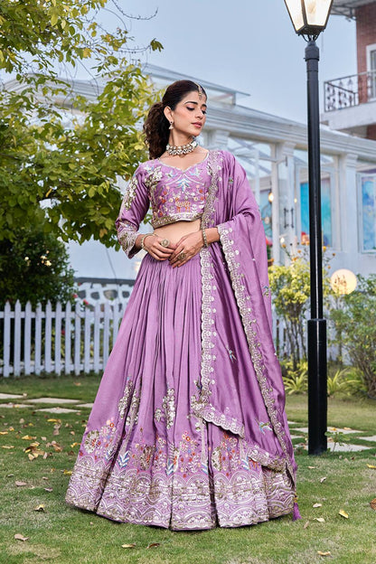 Lavender Ready to Wear Designer Bridesmaid Lehenga choli With Dupatta