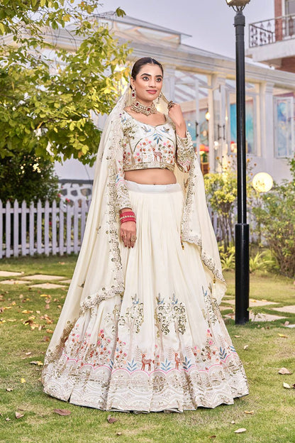 White Ready to Wear Designer Bridesmaid Lehenga choli With Dupatta