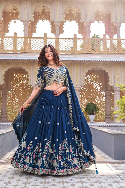 Navy Blue Ready to Wear Designer Bridesmaid Lehenga choli With Dupatta