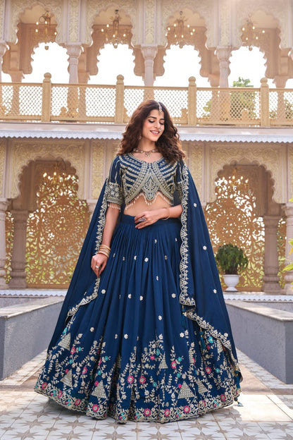 Navy Blue Ready to Wear Designer Bridesmaid Lehenga choli With Dupatta