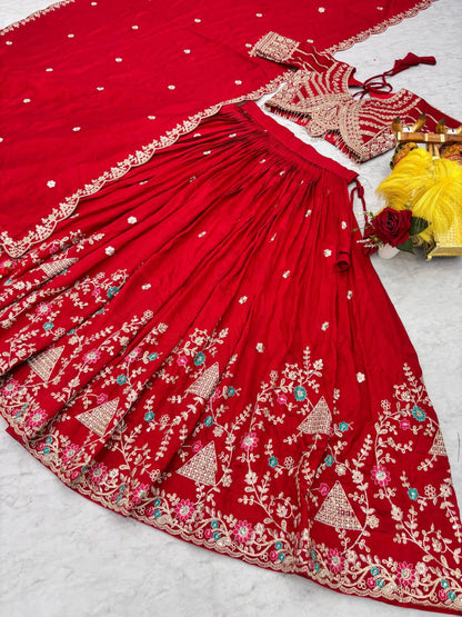 Red Ready to Wear Designer Bridesmaid Lehenga choli With Dupatta