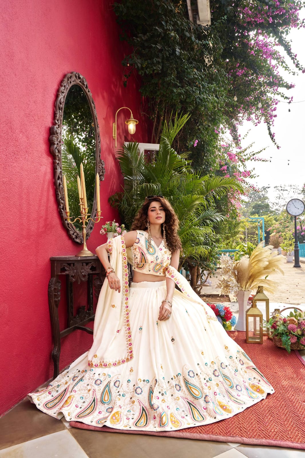 White Ready to Wear Designer Bridesmaid Lehenga choli With Dupatta