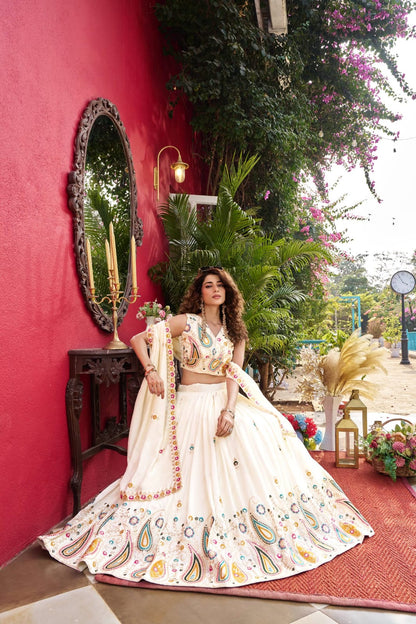White Ready to Wear Designer Bridesmaid Lehenga choli With Dupatta