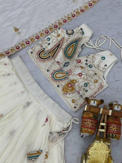 White Ready to Wear Designer Bridesmaid Lehenga choli With Dupatta