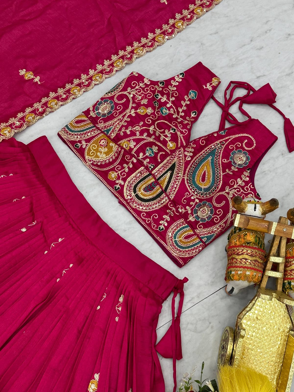 Hot Pink Ready to Wear Designer Bridesmaid Lehenga choli With Dupatta
