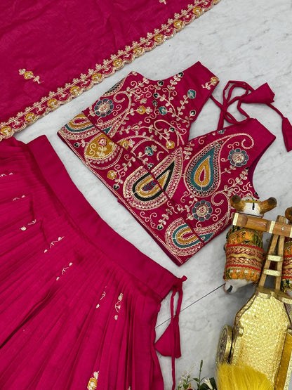 Hot Pink Ready to Wear Designer Bridesmaid Lehenga choli With Dupatta