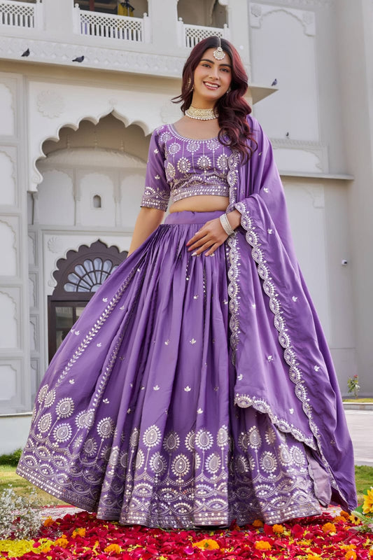 Lavender Ready to Wear Designer Bridesmaid Lehenga choli With Dupatta