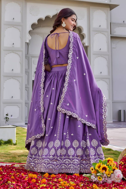 Lavender Ready to Wear Designer Bridesmaid Lehenga choli With Dupatta