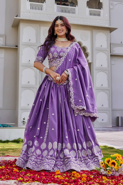 Lavender Ready to Wear Designer Bridesmaid Lehenga choli With Dupatta