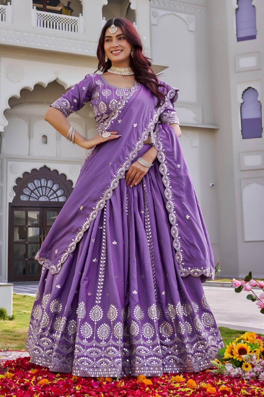 Lavender Ready to Wear Designer Bridesmaid Lehenga choli With Dupatta