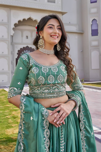 Pista Green Ready to Wear Designer Bridesmaid Lehenga choli With Dupatta