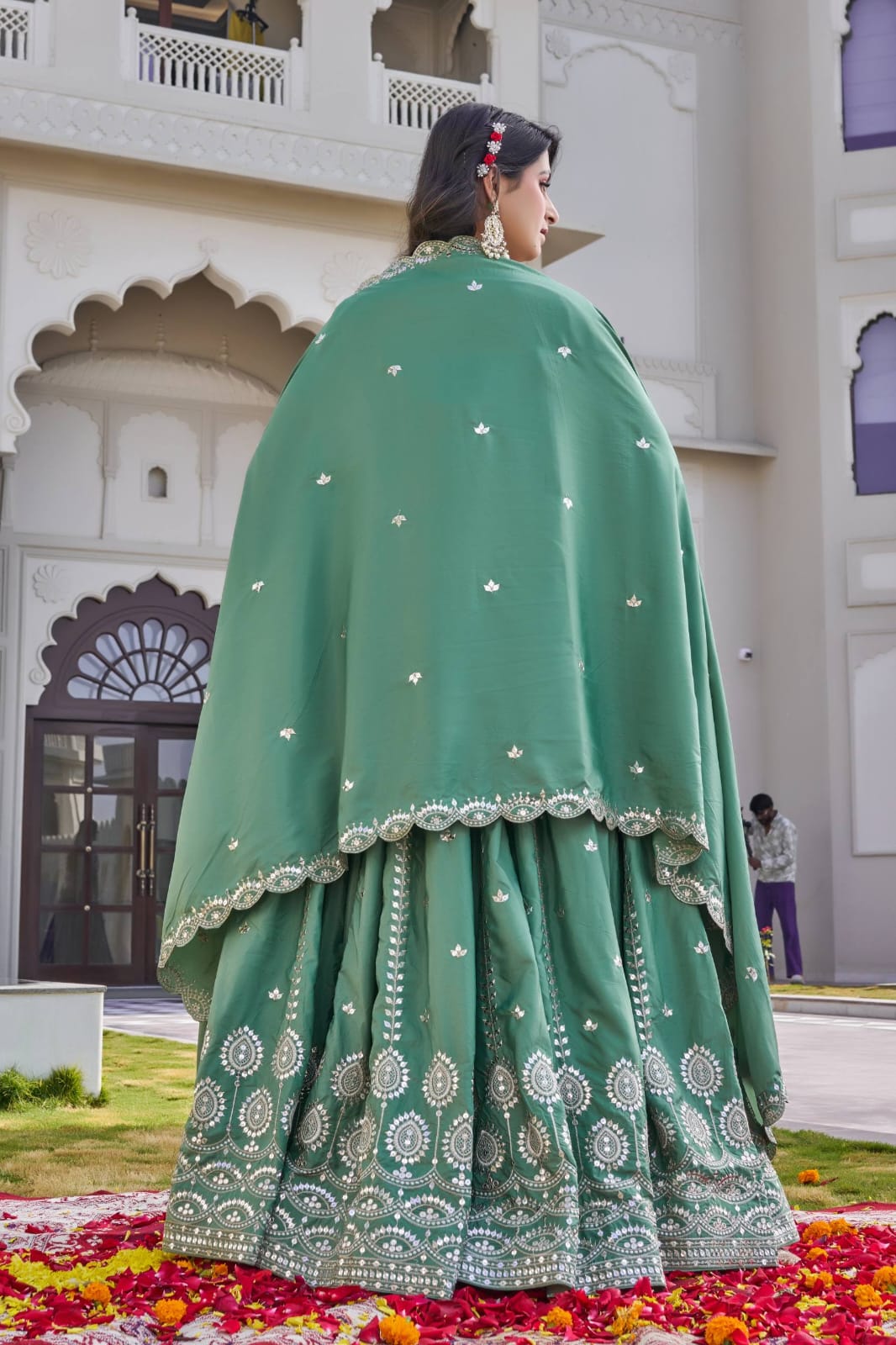 Pista Green Ready to Wear Designer Bridesmaid Lehenga choli With Dupatta