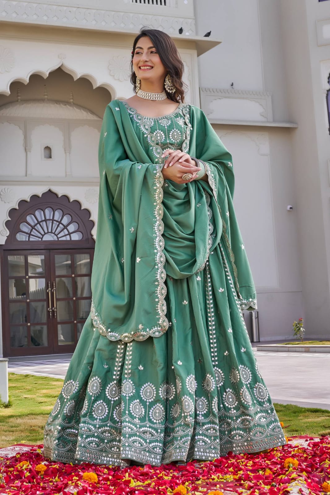 Pista Green Ready to Wear Designer Bridesmaid Lehenga choli With Dupatta