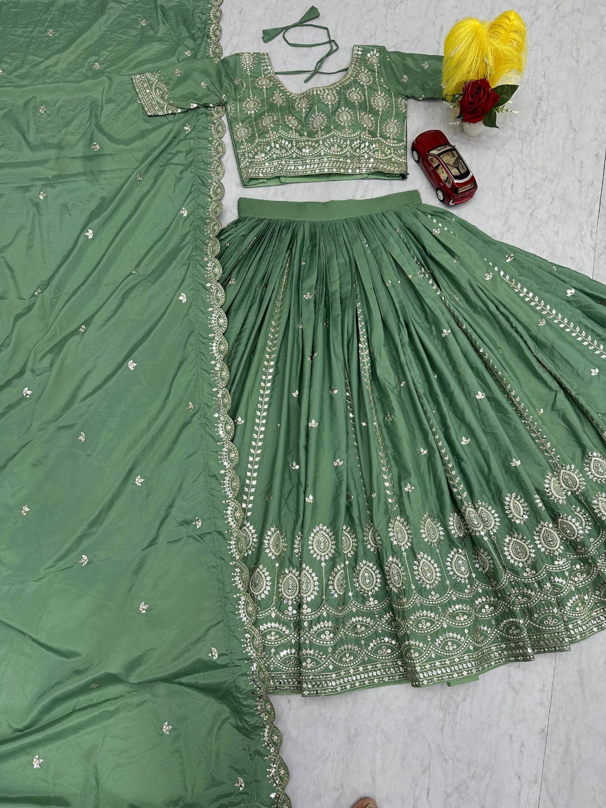 Pista Green Ready to Wear Designer Bridesmaid Lehenga choli With Dupatta