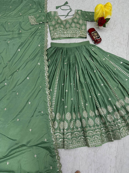 Pista Green Ready to Wear Designer Bridesmaid Lehenga choli With Dupatta
