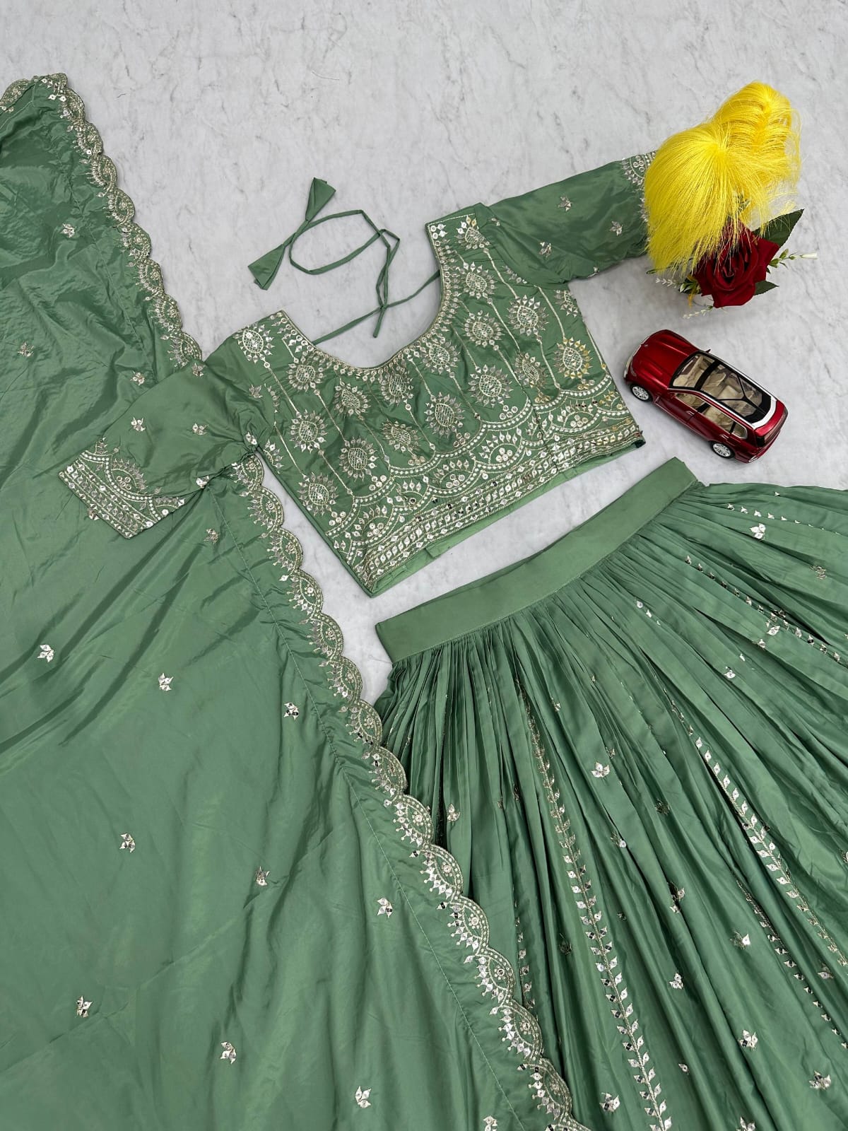 Pista Green Ready to Wear Designer Bridesmaid Lehenga choli With Dupatta