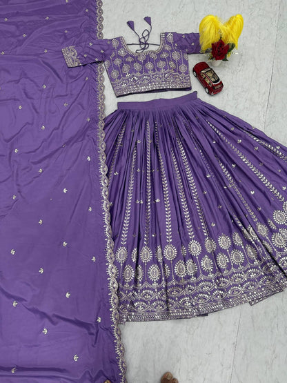 Lavender Ready to Wear Designer Bridesmaid Lehenga choli With Dupatta