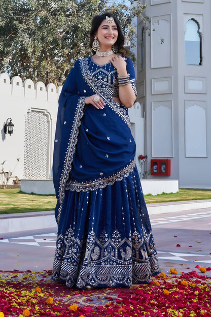 Navy Blue Ready to Wear Designer Bridesmaid Lehenga choli With Dupatta