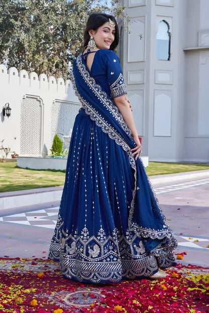 Navy Blue Ready to Wear Designer Bridesmaid Lehenga choli With Dupatta