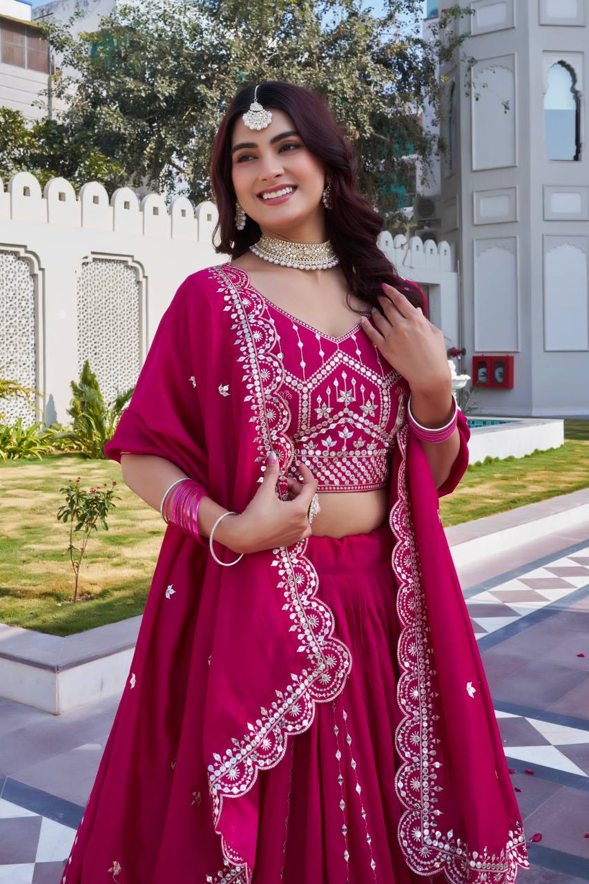 Rani Pink Ready to Wear Designer Bridesmaid Lehenga choli With Dupatta