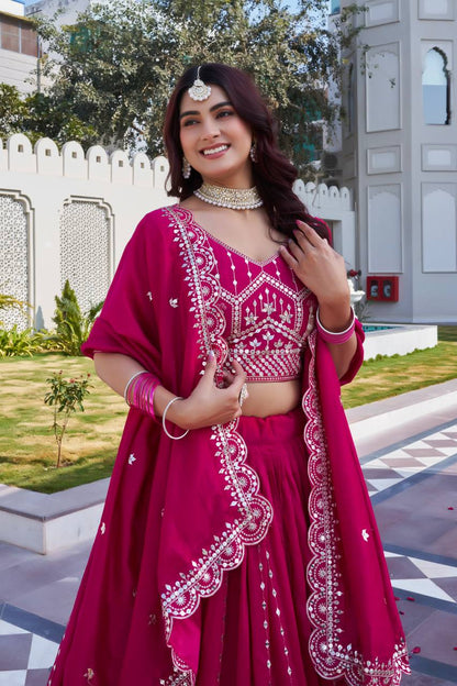 Rani Pink Ready to Wear Designer Bridesmaid Lehenga choli With Dupatta