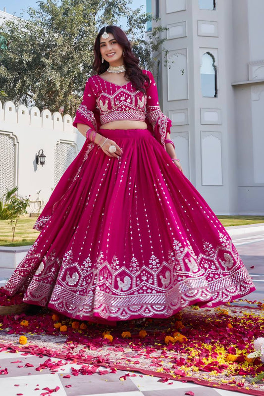 Rani Pink Ready to Wear Designer Bridesmaid Lehenga choli With Dupatta