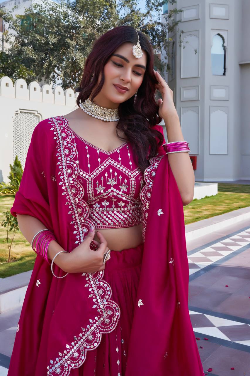 Rani Pink Ready to Wear Designer Bridesmaid Lehenga choli With Dupatta