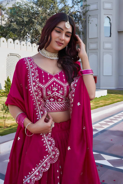 Rani Pink Ready to Wear Designer Bridesmaid Lehenga choli With Dupatta