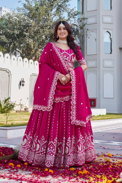 Rani Pink Ready to Wear Designer Bridesmaid Lehenga choli With Dupatta