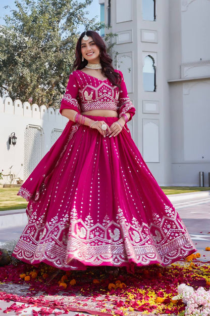 Rani Pink Ready to Wear Designer Bridesmaid Lehenga choli With Dupatta