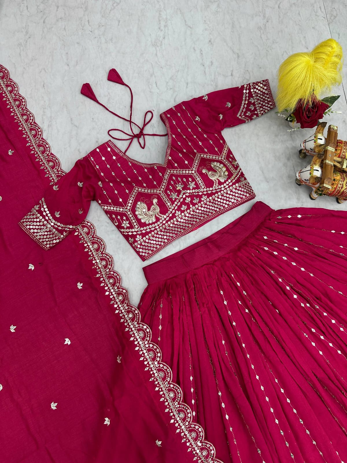 Rani Pink Ready to Wear Designer Bridesmaid Lehenga choli With Dupatta