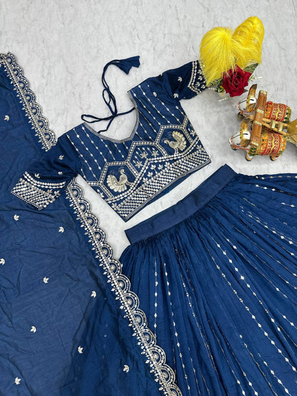Navy Blue Ready to Wear Designer Bridesmaid Lehenga choli With Dupatta